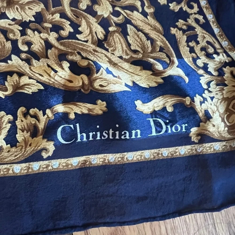 Christian Dior scarf blue/ cream/ gold